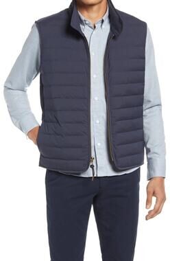 Billy Reid Baffle Water Resistant Insulated Puffer Vest Navy Blue XL